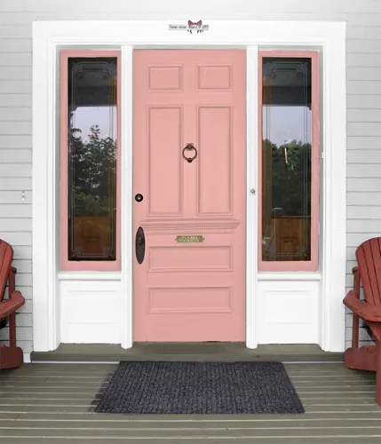 Front door in 'Blushing' pink-beige - complements Oklahoma City home exteriors